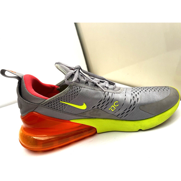 Nike Air Max 270 Grey Volt Orange Mens SZ 10.5 Neon Lime Swish main image 9